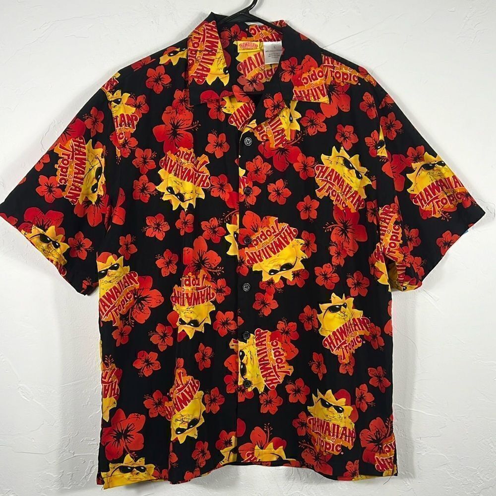 🏝️🌊☀️ Vintage Hawaiian Tropic Hawaiian Beach Shirt Button Up‎ Shirt Lg - EUC